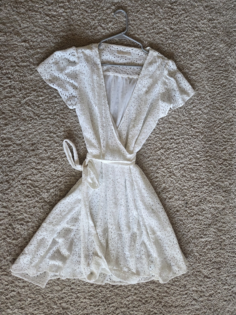 Michael Kors White Eyelet Wrap Mini Dress